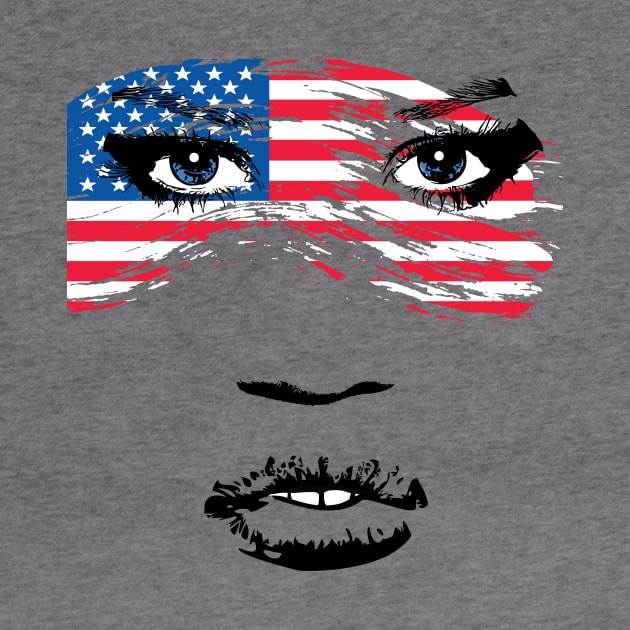 USA Patriot Woman Independence Face July 4th Flag by atomguy